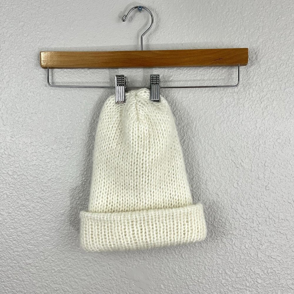 Hansen White Knit Beanie - Made in USA - Winter Ski Snowboard Outdoors Snow Cap